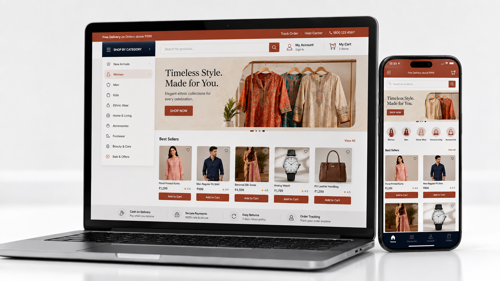 E-Commerce Website Laptop and Mobile